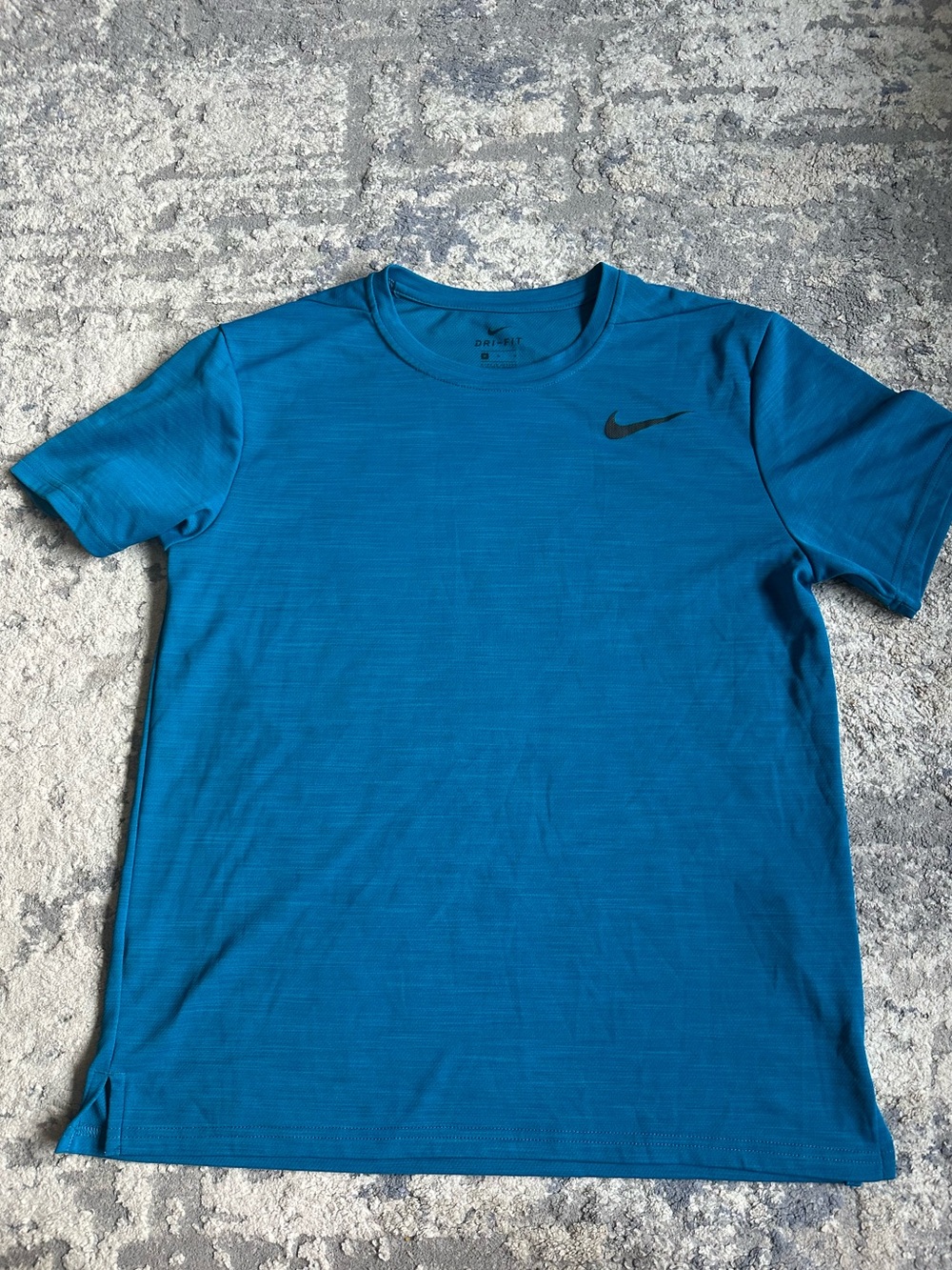 Nike Short Sleeve Athletic Tee in Teal Blue with Black Swoosh